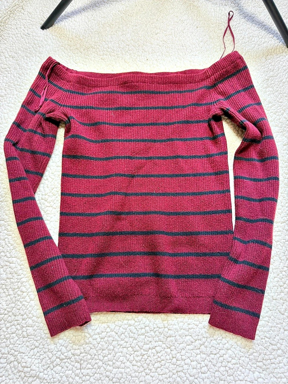 American Eagle Outfitters American Eagle Off-the-Shoulder Striped Knit Sweater